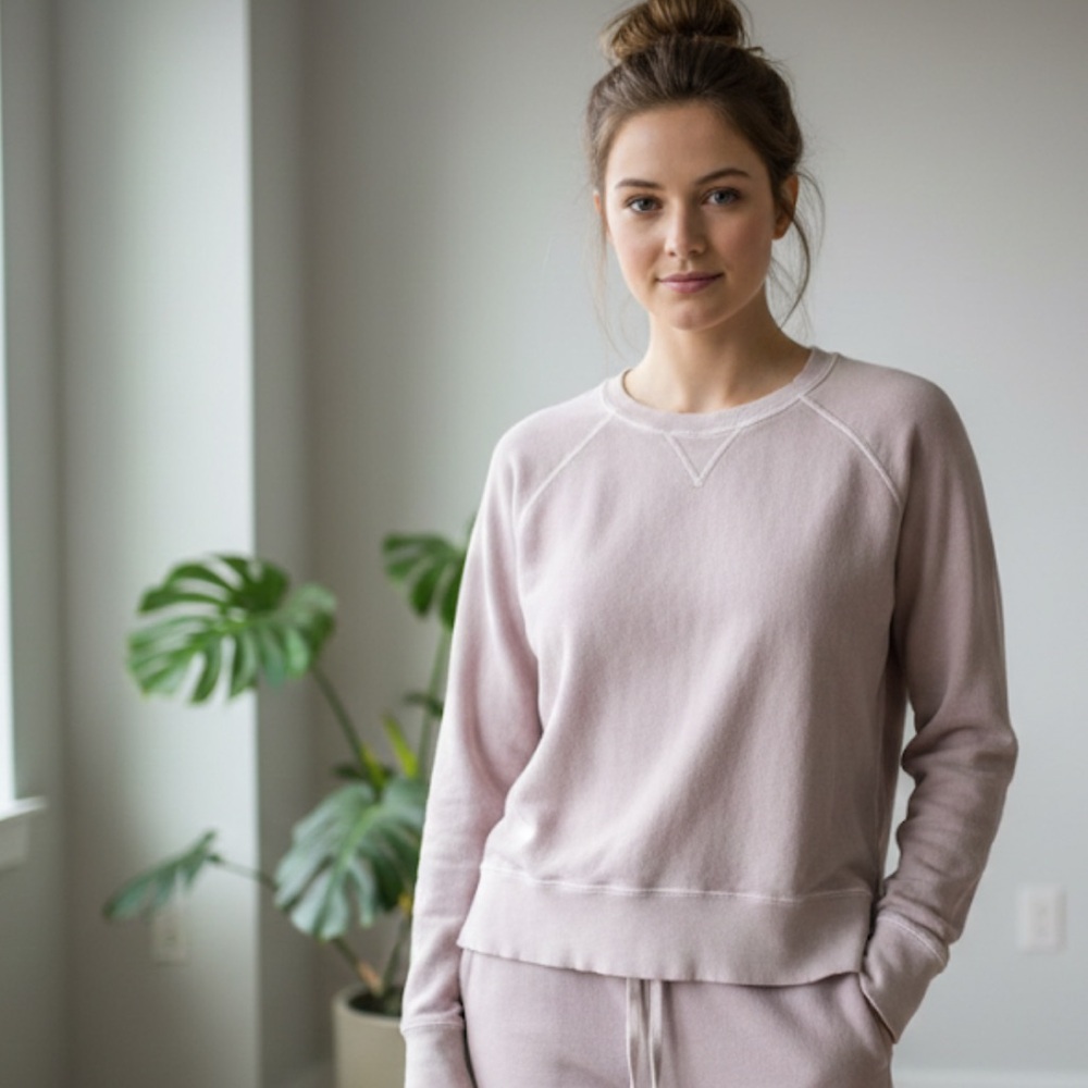 UNSUBSCRIBED French Terry Sweatshirt Size XS Purple Pink Mauve Rose